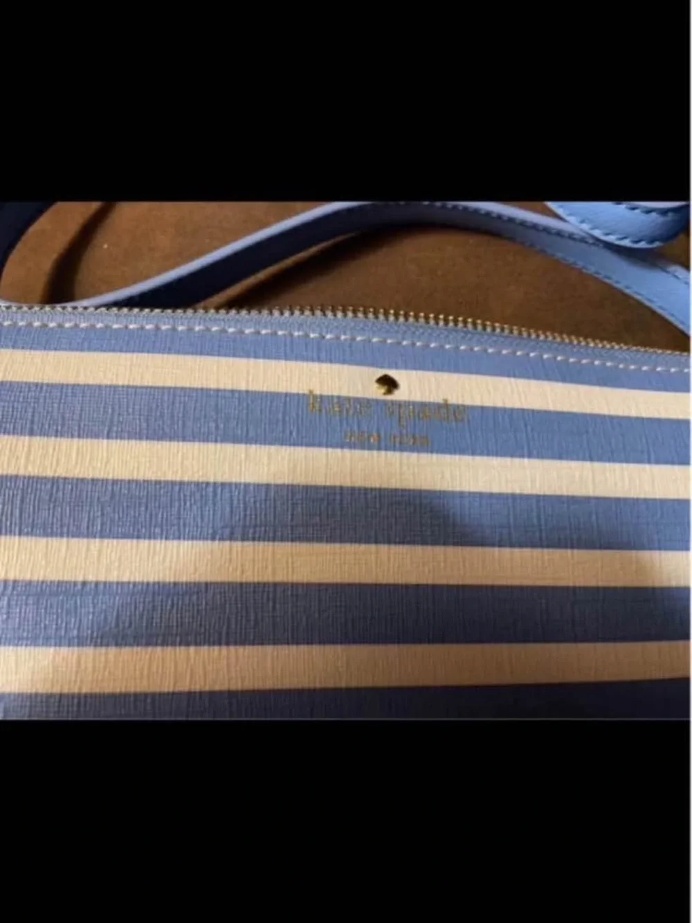 kate spade Blue and White Striped Crossbody Bag small  6x9